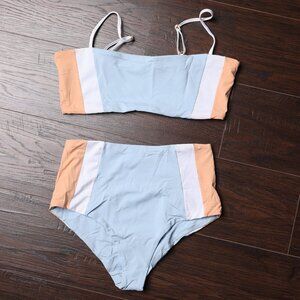 L*Space Rebel Heart Bikini Top and Bottom Medium in River & White & Cantaloupe